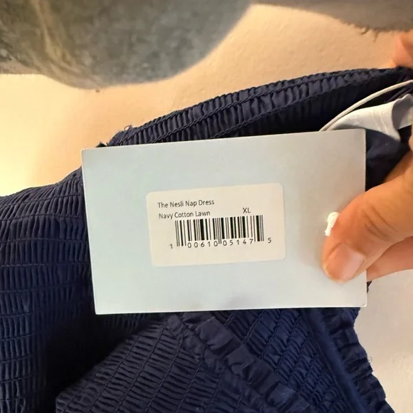 Hill House The Nesli Nap Dress Navy Cotton Lawn - Picture 5 of 6